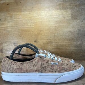 Vans Authentic Cork Print Low Mens Size 8.5 Shoes Sneakers Brown